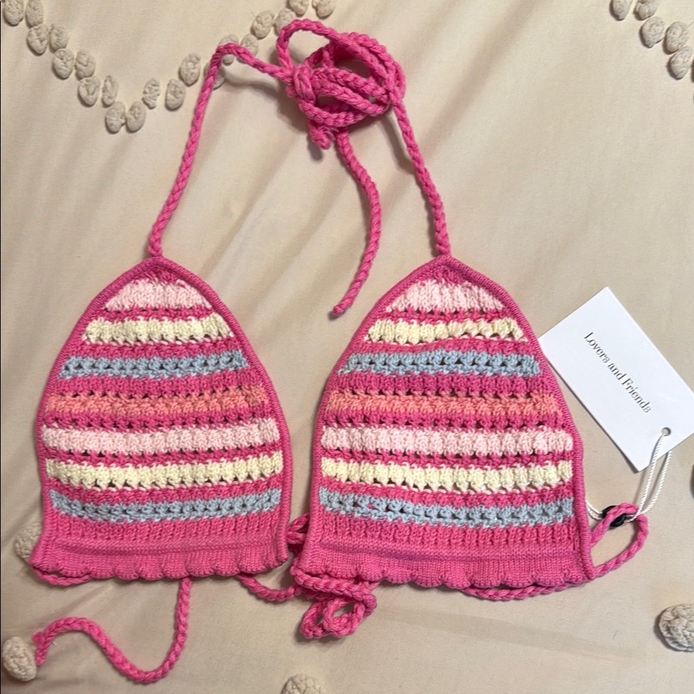 Lovers + Friends Striped Crochet Crop Top